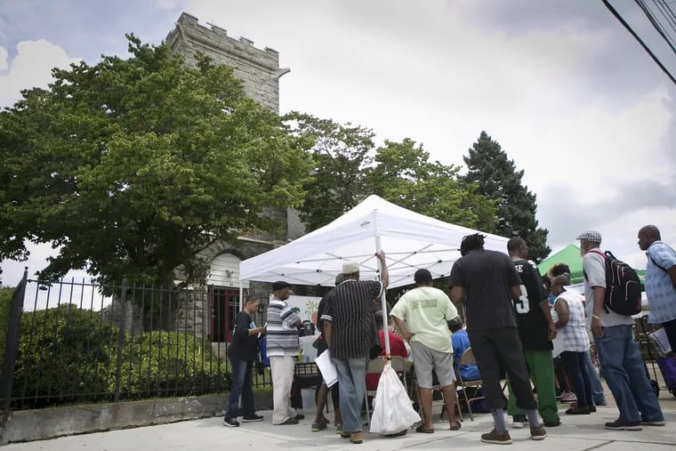 A farmer's market and cooking demonstration at Devereaux United Methodist Church on Allegheny Avenue and 25th Street.