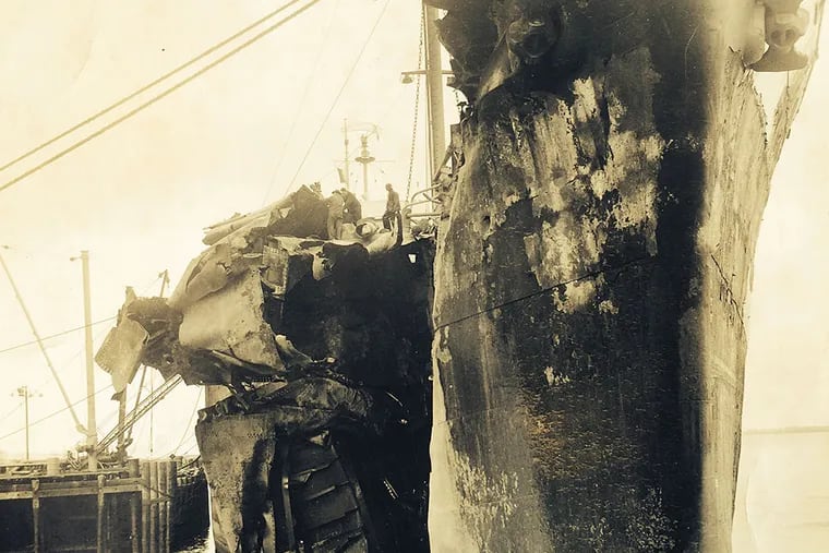 The Pennsylvania Sun, one of nine Sun Oil Co. ships attacked by German subs, was hit on July 15, 1942, off Key West. Two seamen were killed. Sunoco Inc.
