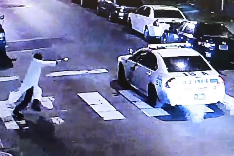 Frame grab from surveillance footage of the shooting of Philadelphia Police Officer Jesse Hartnett in January 2016.