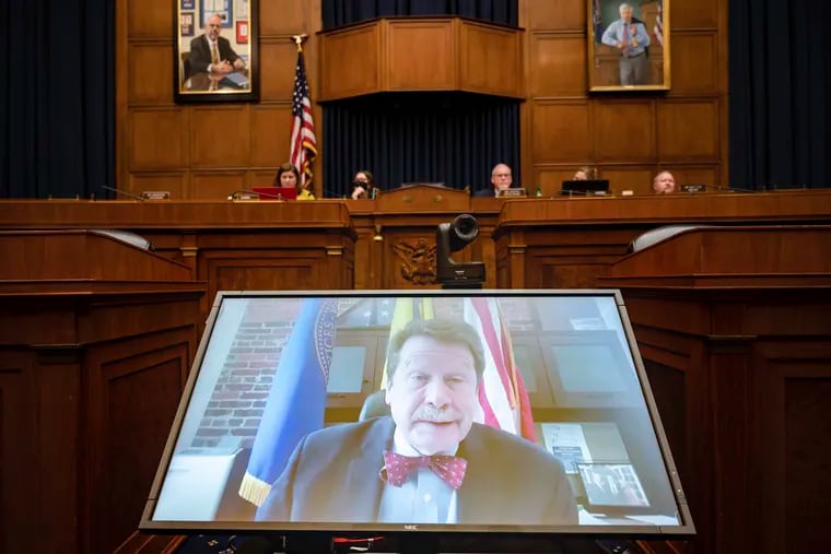 Food and Drug Administration Commissioner Robert Califf testifies via video during a House Commerce Oversight and Investigations subcommittee hybrid hearing on the nationwide baby formula shortage.