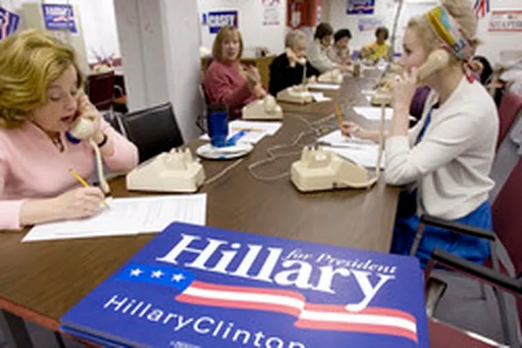 Women work the phones for Clinton in Phila. Older white women and white, non-college-educated voters were strong demographics for her in Ohio.