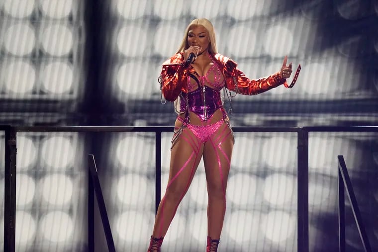 Megan Thee Stallion performs at the BET Awards on Sunday at the Microsoft Theater in Los Angeles.