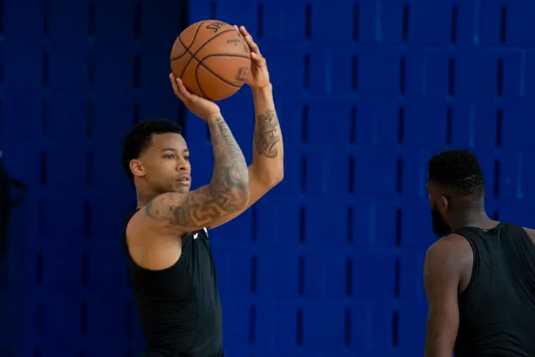 Point guard Trey Burke was one of the highlights during the Sixers' first day of training camp.