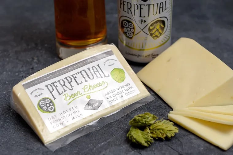 Perpetual Beer Cheese is a limited spring cheese collaboration between Pennsylvania's Caputo Bros. Creamery and Troegs Independent Brewing that is infused with Citra hops, the same used in Troegs Perpetual IPA.