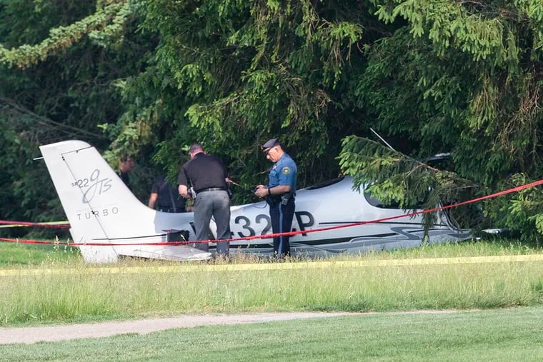 A small plane crash landed on St. David's Golf Club in Wayne on Wednesday.
