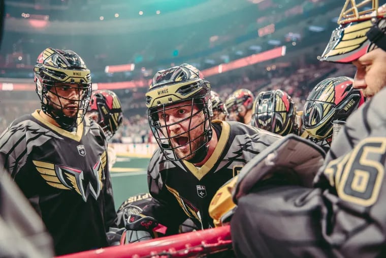 Kiel Matisz, playing for the Philadelphia Wings, during the 2019-2020 season against the New England Black Wolves.