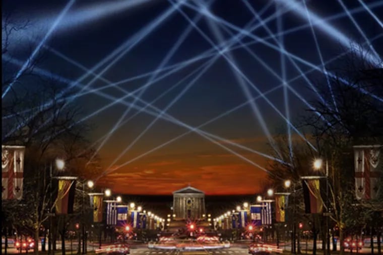 A preview of the light installation that will take over the Ben Franklin Parkway in September, powered by people's voices, delivered online and by app.