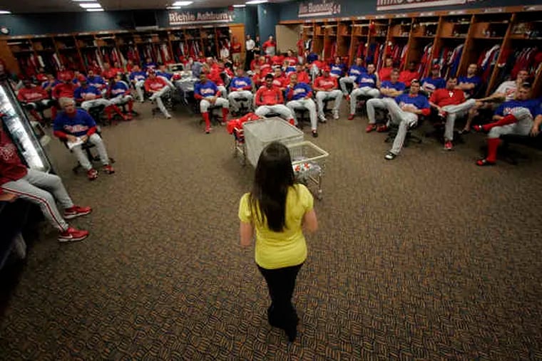 Dietitian Katie Cavuto Boyle instructs the Phils at spring training. The Phillies are joining other big-league teams in cleaning up their clubhouse menus. Nutrition, as one major-league veteran describes it, is &quot;the next frontier as far as performance.&quot;