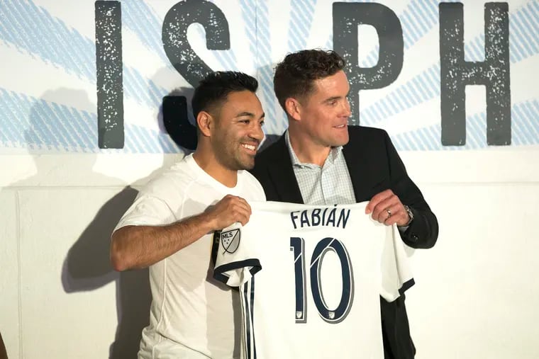 The Union introduced new player Marco Fabian during the team's launch party Friday night for its new alternate uniform.