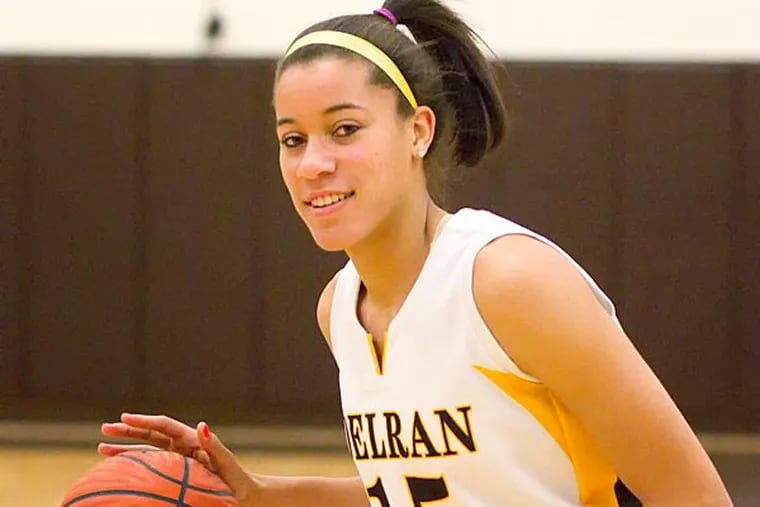 Delran High School's Aliyah Murray at Delran's gymnasium on Thursday
March 15, 2012. (Ed Hille/Staff Photographer)