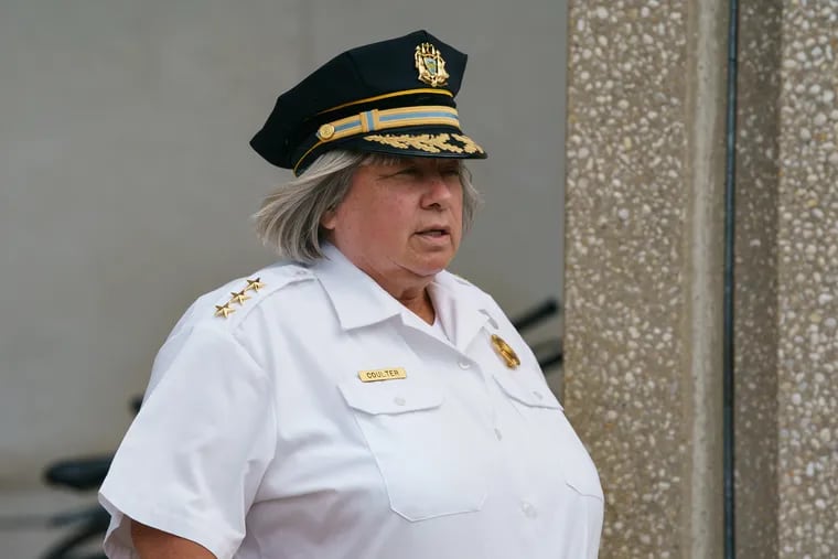 Philadelphia's new acting police commissioner Christine Coulter, exits Police Headquarters, in Philadelphia, Wednesday, August 21, 2019.