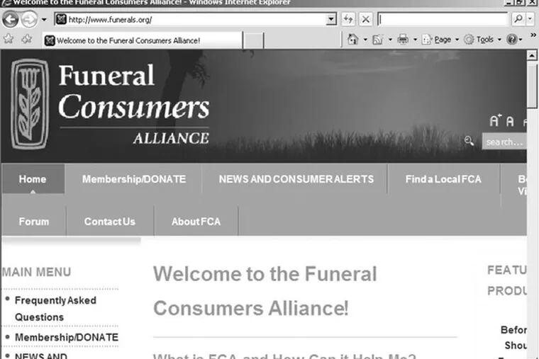 Funeral Consumers Alliance site calls itself the &quot;Consumer Reports for the funeral business.&quot; It offers reports on how the funeral industry operates.