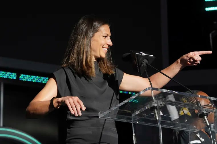 Carli Lloyd got to announce the Eagles' second-round pick at last weekend's NFL draft.