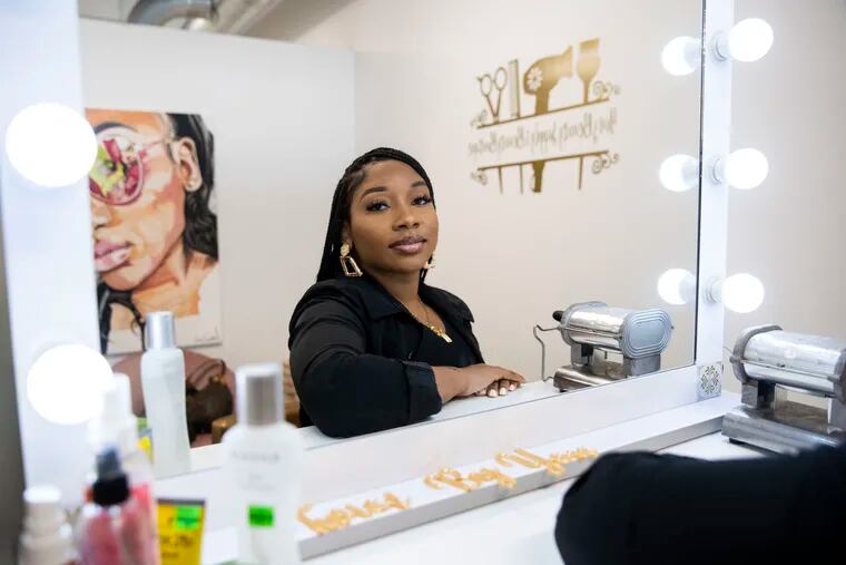 Iyonah Stringfield, of Yon's Beauty Supply & Beauty Boutique at Kreate Hub in the Port Richmond neighborhood in Philadelphia, Pa. on Monday, October 19, 2020. Kreate Hub houses studios for artists and entrepreneurs in a variety of disciplines.