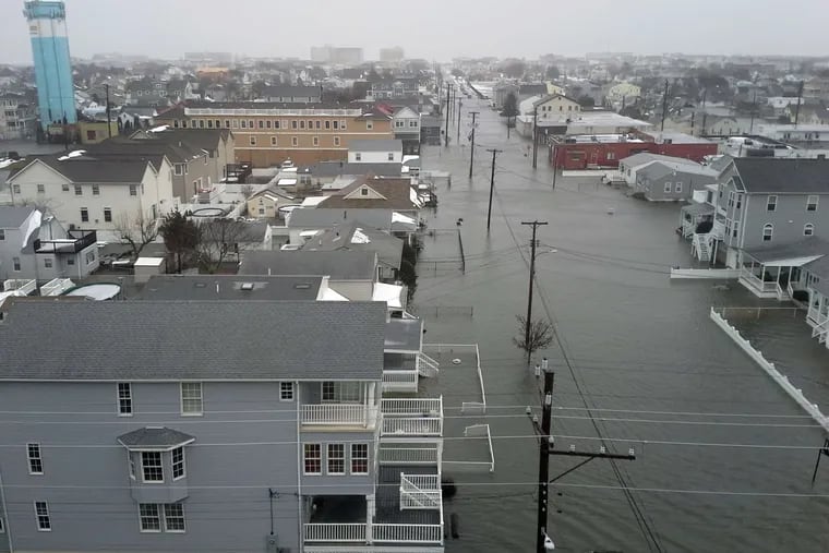 Coastal flooding posed a threat to houses along West Seventh Avenue in North Wildwood on Saturday.