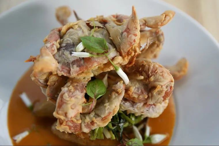 The softshell crab with curry sauce is one of the memorable dishes from the Blue Hen in Rehoboth Beach.