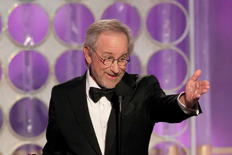 In this image released by NBC, Steven Spielberg accepts the award for Best Animated Feature Film for "The Adventures of TinTin" during the 69th Annual Golden Globe Awards on Sunday, Jan. 15, 2012 in Los Angeles. (AP Photo/NBC, Paul Drinkwater)