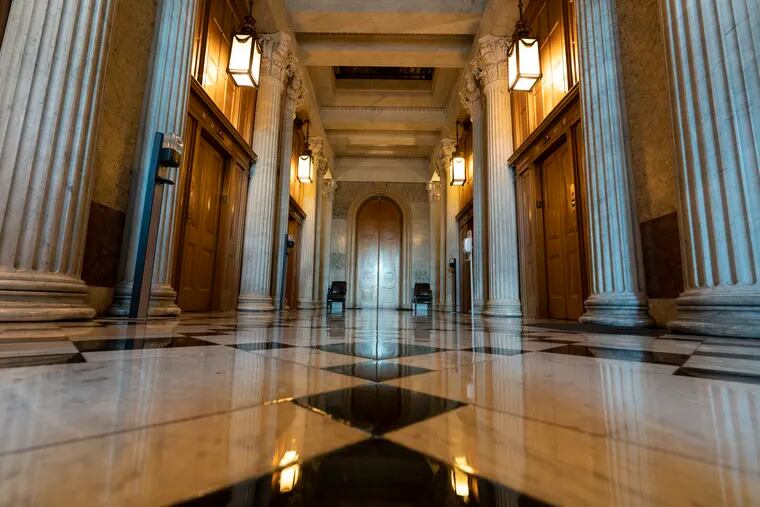 The halls of the Capitol outside the Senate in Washington. The U.S. Capitol is still closed to most public visitors. It's the longest stretch ever that the building has been off-limits in its 200-plus year history.
