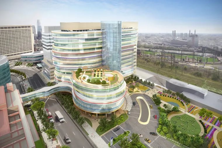 A rendering of an arial view of the Buerger Center for Advanced Pediatric Care.