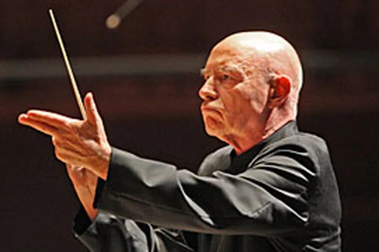 Christoph Eschenbach conducts the recent Philadelphia Orchestra’s presentation of Mahler’s “Eighth Symphony.” He is stepping down after not renewing his contract.