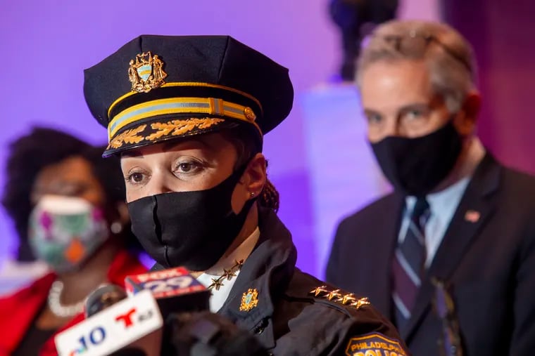 Philadelphia Police Commissioner Danielle Outlaw addressing the media on Monday.