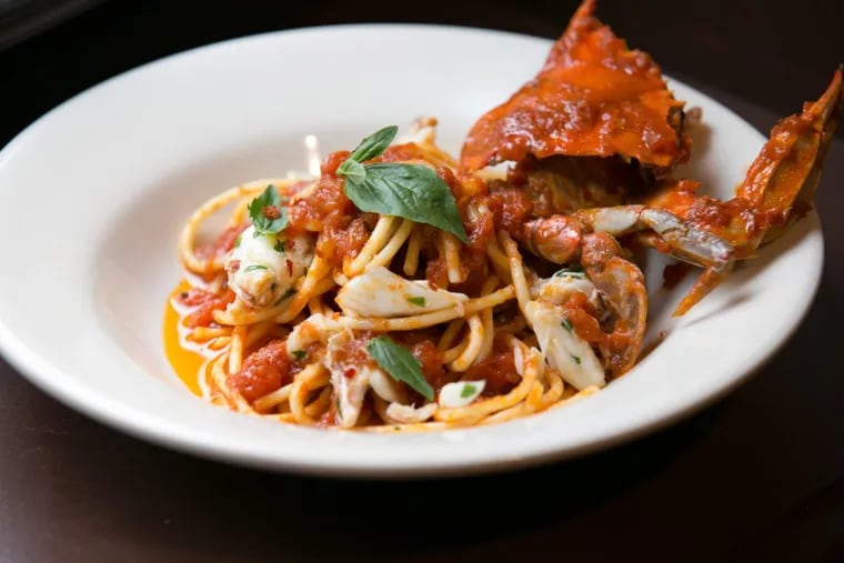 The spaghetti and crabs at Palizzi Social Club.