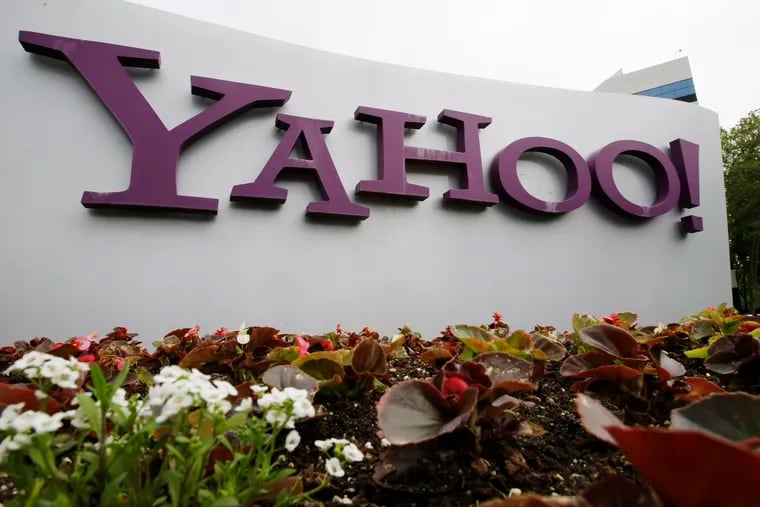 The Yahoo logo is displayed outside of offices in Santa Clara, Calif.