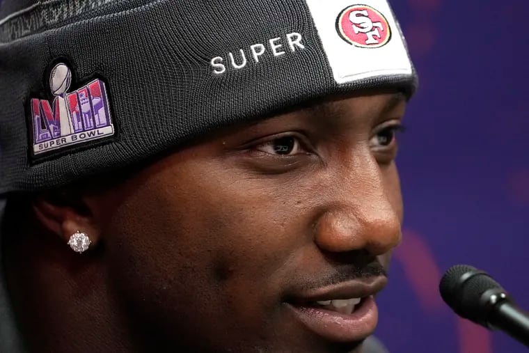 “We ain’t going to talk about that no more,” Deebo Samuel said when asked about a 49ers rivalry with the Eagles on Super Bowl media night. “That’s over with.”