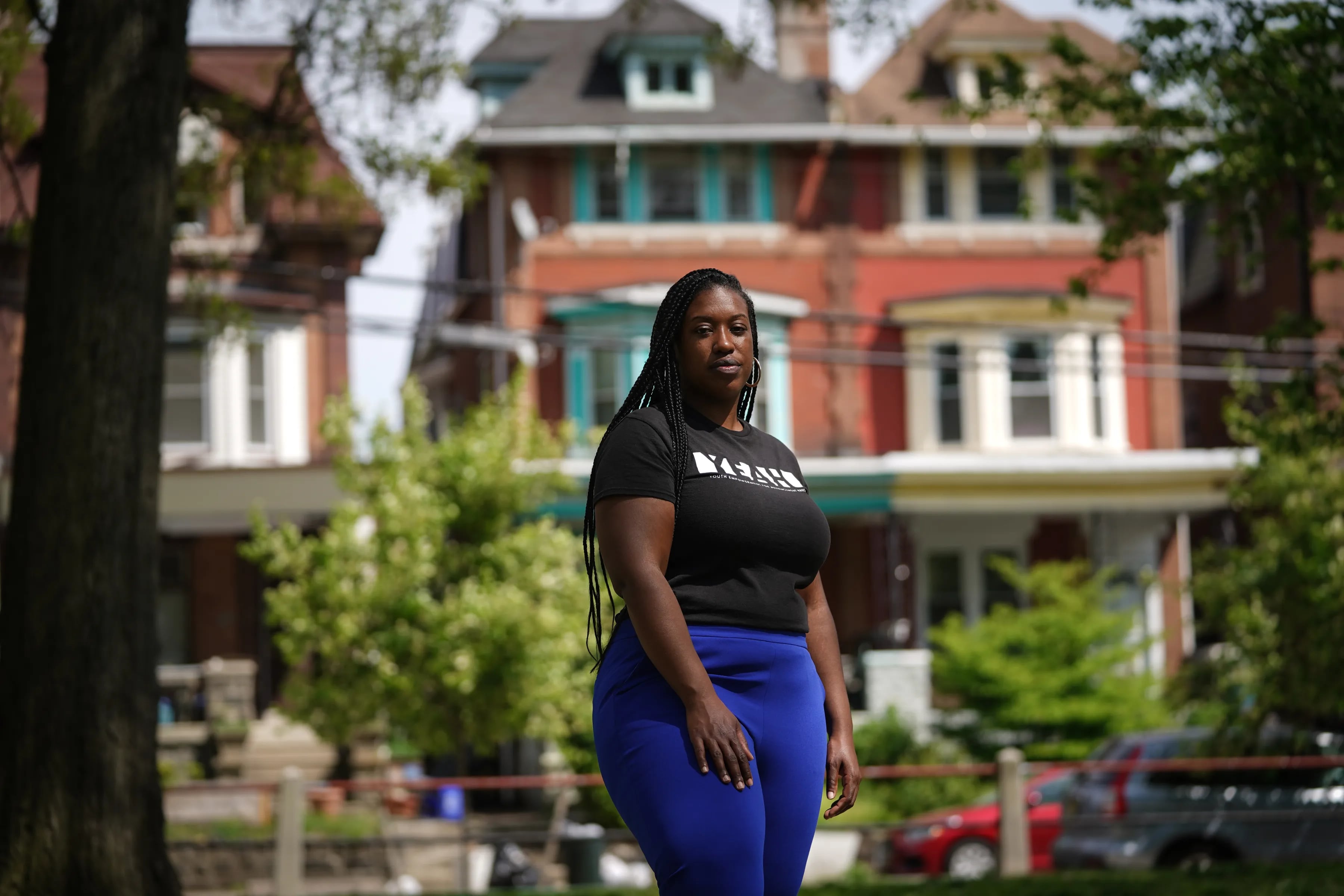 Kendra Van de Water, executive director of the nonprofit YEAH Philly, is seen at Malcolm X Park in West Philadelphia. In her view, the city needs to invest more resources to support kids' success in the community, instead of being shipped to placements.