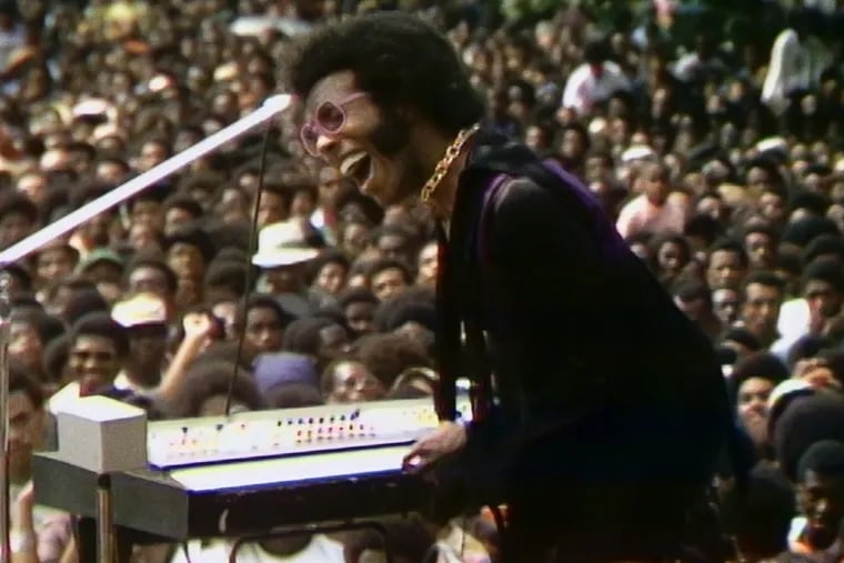 Sly Stone of Sly and the Family Stone performing at the Harlem Cultural Festival in 1969 in "Summer of Soul (...or When The Revolution Could Not Be Televised)," the new documentary directed by Ahmir "Questlove" Thompson of The Roots. It opens in theaters and on Hulu on July 2.