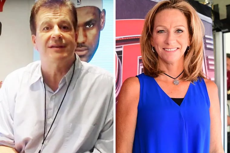 “97.5 The Fanatic” host Mike Missanelli  (left) was dismissed from 6ABC’s “Sports Sunday” following comments he made about ESPN and CBS broadcaster Beth Mowins (right).