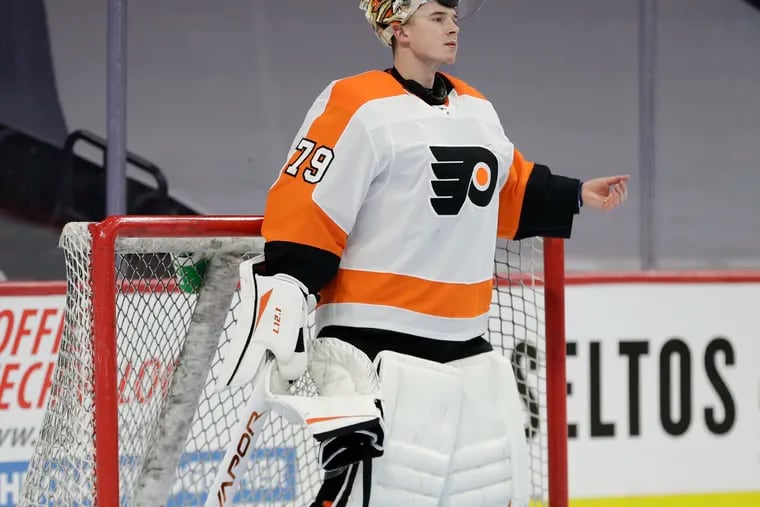 Flyers goaltender Carter Hart was outstanding in Thursday's win at Pittsburgh.
