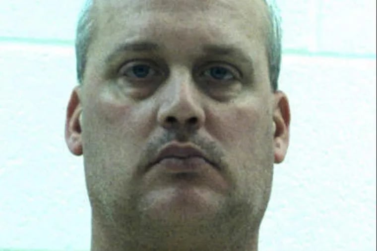 This undated photo provided by the Centre County Correctional Facility shows Jeffrey Sandusky, who was charged, in February, with multiple charges of sexual offenses involving children. Jeffrey Sandusky is one of the sons of former Penn State assistant coach Jerry Sandusky, who is serving a lengthy prison sentence for sexual abuse. (Centre County Correctional Facility via AP)