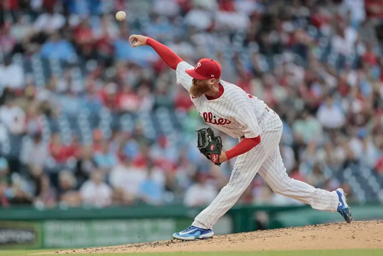 Phillies pitcher Dylan Covey throws against the Diamondbacks during the 3rd inning at Citiens Bank Park in Philadelphia, Tuesday, May 23, 2023 