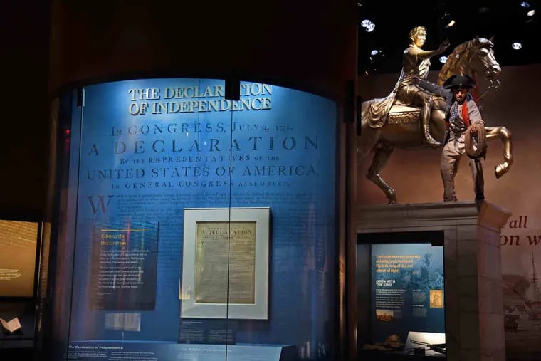The only known copy of the Declaration of Independence printed on vellum is on display at the Museum of the American Revolution after closing Monday night. It made the two block trip from the American Philosophical Society.