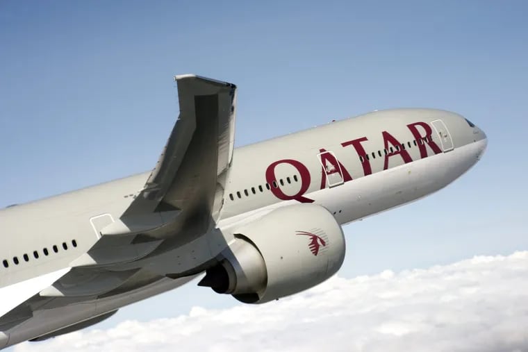 A Qatar Airways’ Boeing 777-300 aircraft