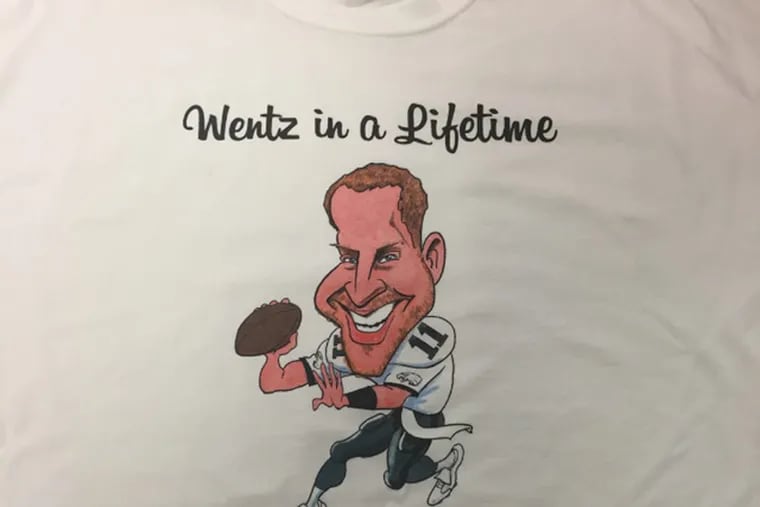 Patriots fan Brian Helwig, of Brownsburg, Indiana, has filed for a trademark to use “Wentz in a lifetime” on T-shirts and other merchandise.