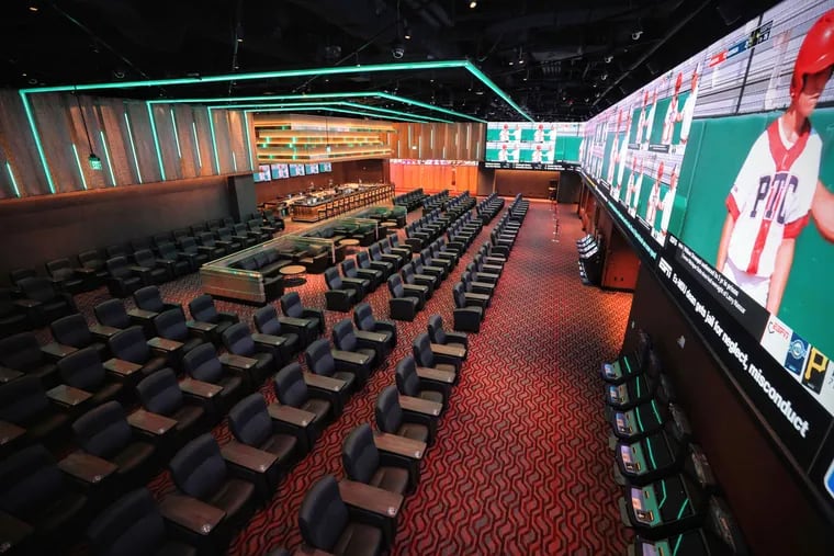 The new $10 million sportsbook at Parx Casino, which opens Aug. 8, 2019, is 7,400 square feet and features a sweeping 156-foot HD media wall that can show up to 36 games all at the same time.