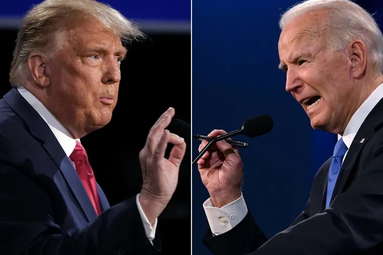 President Joe Biden (right) and former President Donald Trump, debate on Oct. 22, 2020 in Nashville, Tenn.