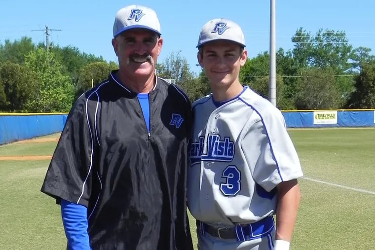 Trea Turner in 2011 with coach Larry Greenstein at Park Vista High in Lake Worth, Fla.
