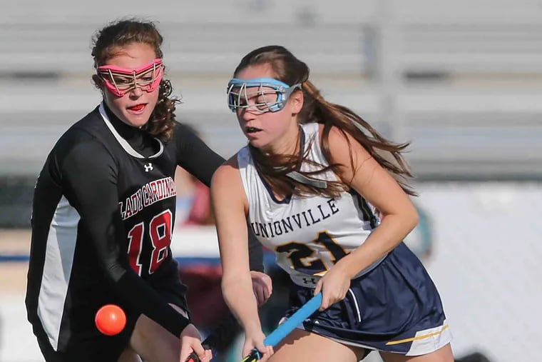 The Unionville field hockey team lost to Great Valley, 3-2, on Thursday.   STEVEN M. FALK / Staff Photographer