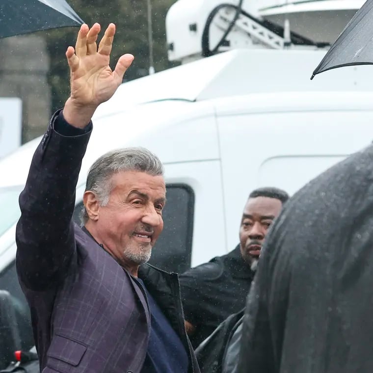 Sylvester Stallone waves to fans at the Philadelphia Museum of Art steps on Sunday, Dec. 3, 2023. The city of Philadelphia declared December 3 “Rocky Day.” Sylvester Stallone spoke to the large crowd for a few minutes.