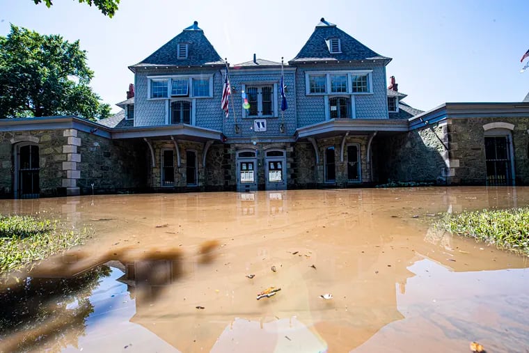 Boathouse Row is shown on Thursday, Sept. 2, 2021., a day after heavy storms and flooded waters from the Schuylkill River in Philadelphia, Pa.