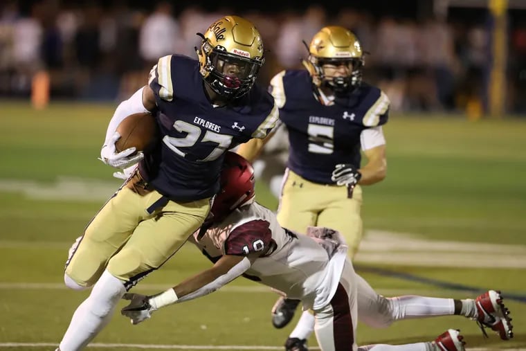 La Salle junior running back Samuel Brown (left), shown here in a 2019 game vs.  St. Joseph's Prep, and the rest of the Explorers will open the delayed 2020 season Friday night at Manheim Township.