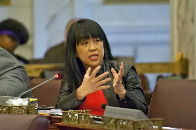 City Councilwoman Helen Gym, who called a hearing on juvenile placements, speaks in City Council chambers in this file photo.