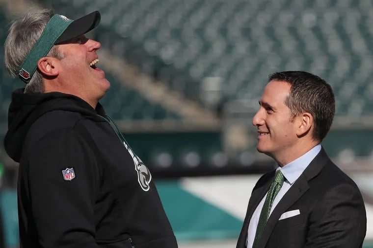 Eagles coach Doug Pederson and executive vice president of football operations Howie Roseman.