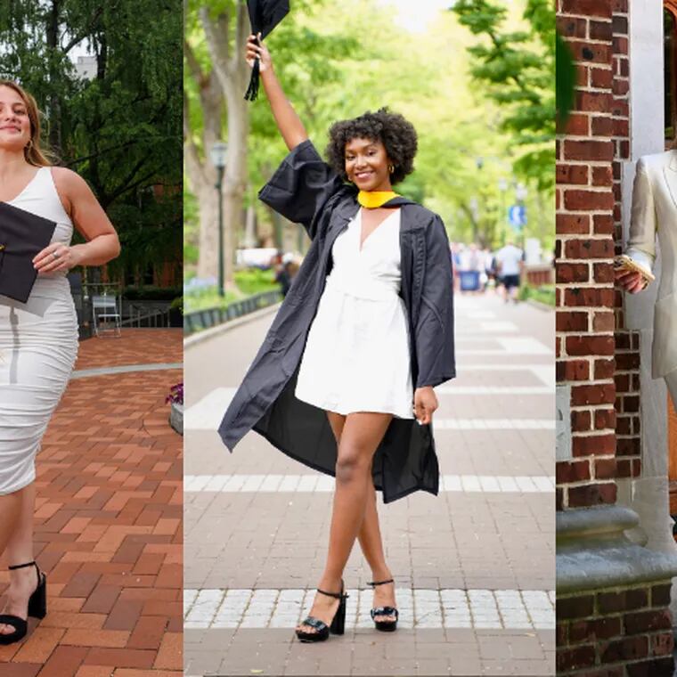 Hailie Dall (left), Domonique Malcolm (center), and Quincy Morgan (right) posted videos about their student experiences while attending college in Philadelphia. Now that they've graduated, they're confronting how to incorporate influencing into adulthood.