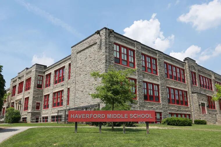 School officials believe a message written on a bathroom wall at Haverford Middle School is a "copycat message" in light of TikTok posts circulating nationally warning of violence at schools on Friday.