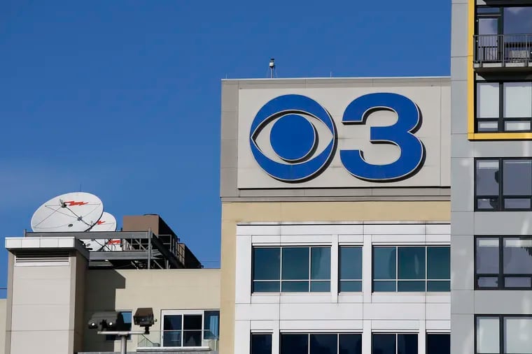 The CBS3 logo at its Spring Garden Street building on Sunday.  A Los Angeles Times story describes allegations of racism and misogyny at the television station.
