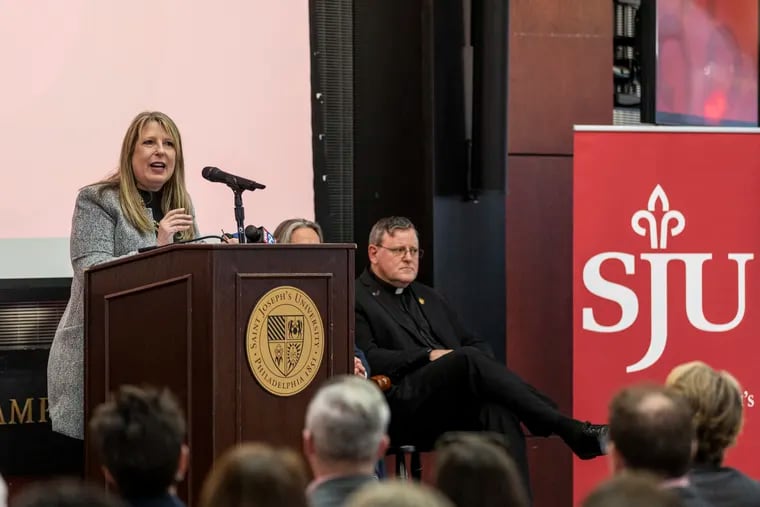 Cheryl A. McConnell becomes the first female president in St. Joseph's 172-year history, at the Cardinal Foley Campus Center in Philadelphia, Pa., on Friday, March. 10, 2023.